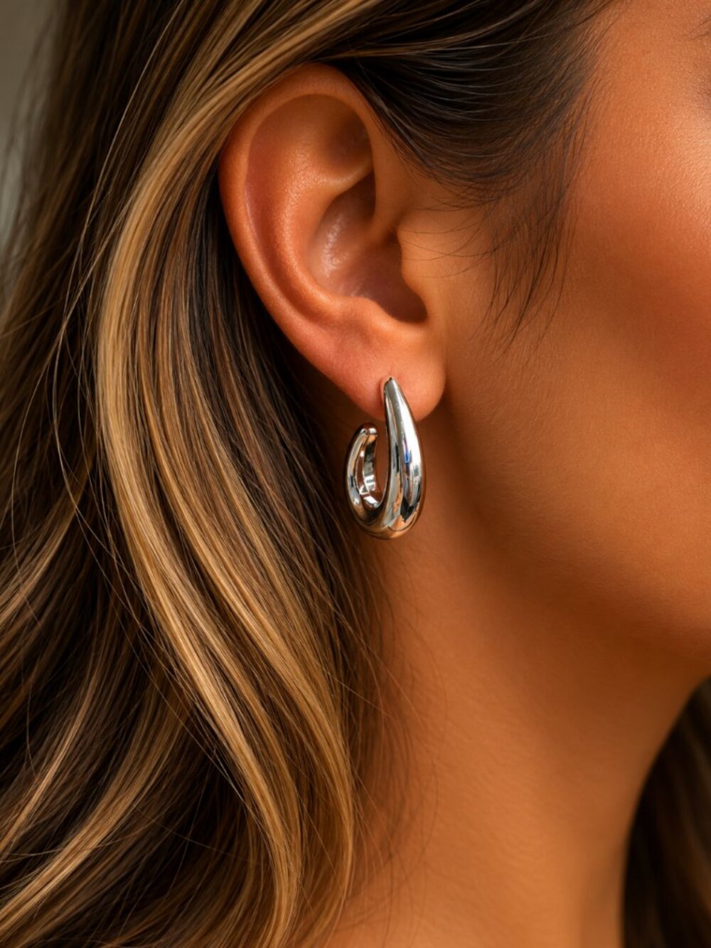 "Landon" Geometric Silver Hoop Earrings